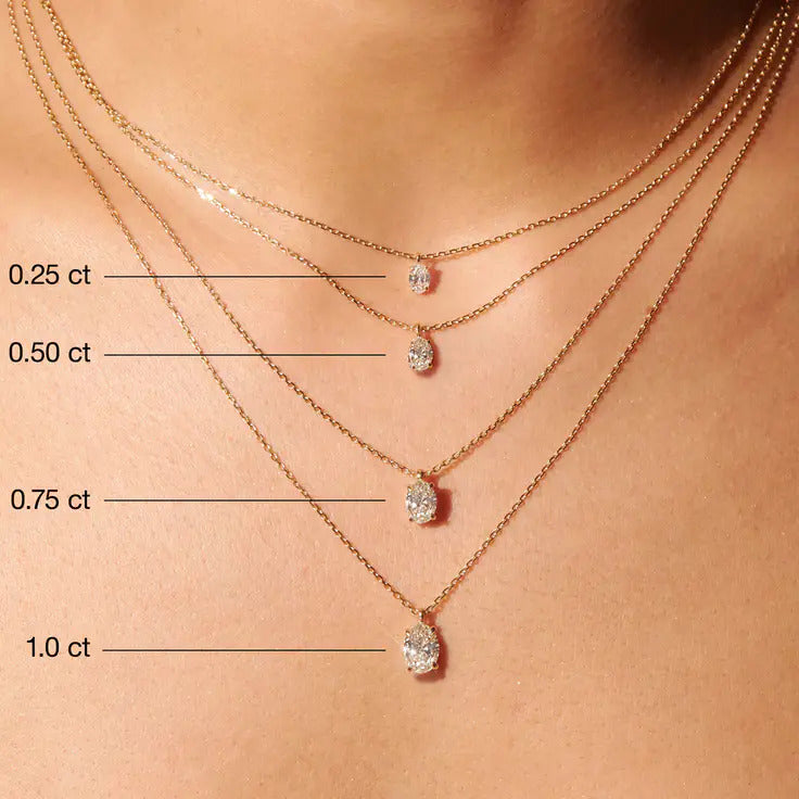 0.25-1.0ct Oval Cut Solitaire Moissanite Diamond Necklace 1 0.25-1.0ct Oval Cut Solitaire Moissanite Diamond Necklace 1