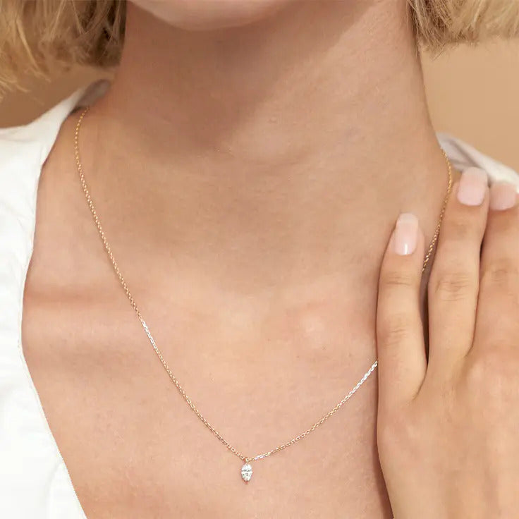 0.25-1.0ct Marquise Cut Solitaire Moissanite Diamond Layering Necklace 2 0.25-1.0ct Marquise Cut Solitaire Moissanite Diamond Layering Necklace 2