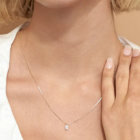 0.25-1.0ct Marquise Cut Solitaire Moissanite Diamond Layering Necklace 2 0.25-1.0ct Marquise Cut Solitaire Moissanite Diamond Layering Necklace 2