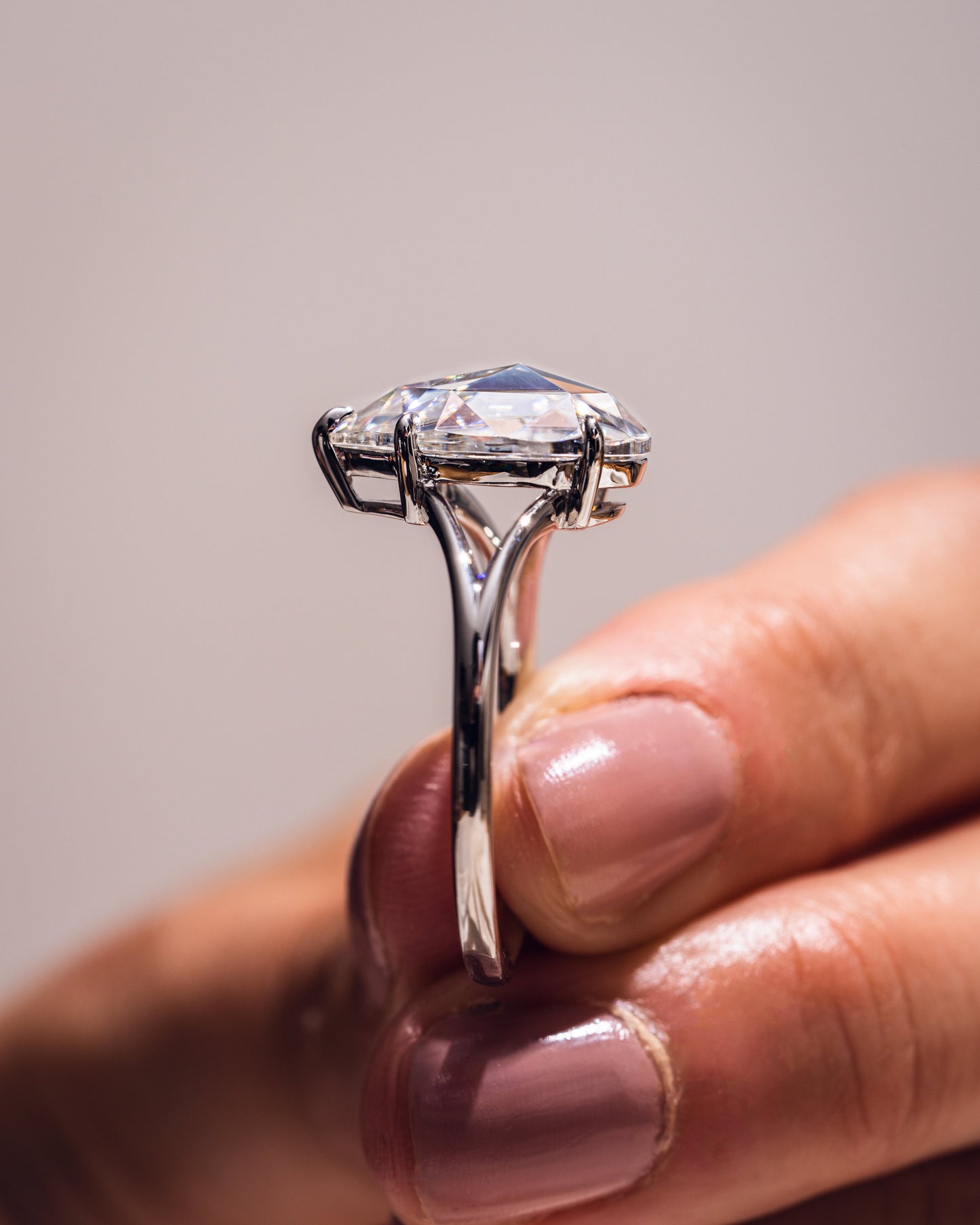 3.09 CT Pear Cut Lab Grown Diamond Solitaire Engagement Ring With Split Shank Setting