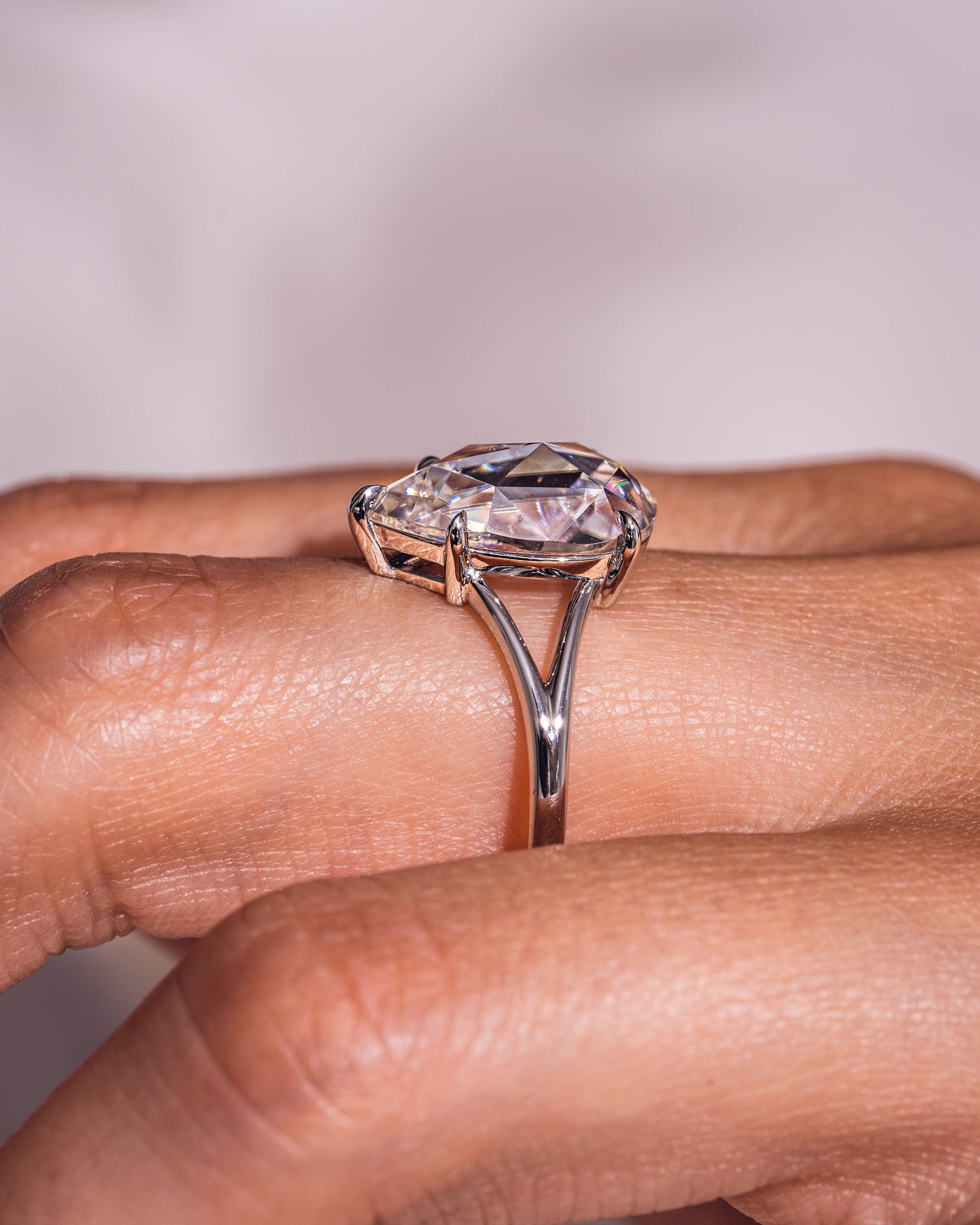 3.09 CT Pear Cut Lab Grown Diamond Solitaire Engagement Ring With Split Shank Setting