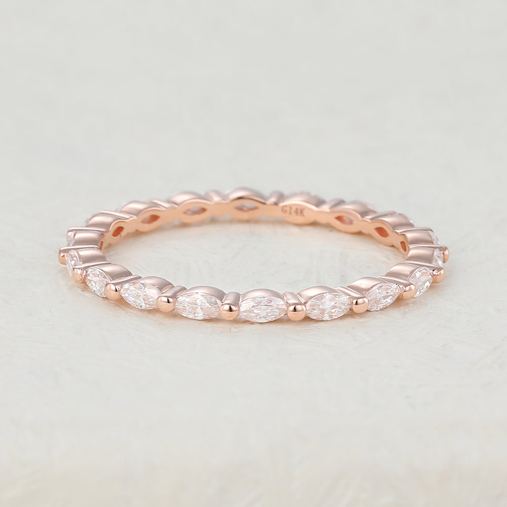 1.44 CT Marquise Shaped Moissanite Full Eternity Wedding Band 1 1.44 CT Marquise Shaped Moissanite Full Eternity Wedding Band 1