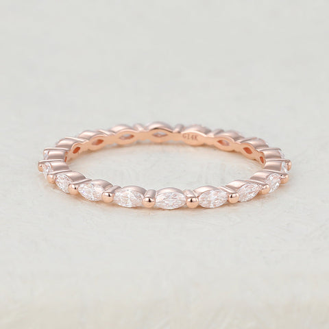1.44 CT Marquise Shaped Moissanite Full Eternity Wedding Band 1 1.44 CT Marquise Shaped Moissanite Full Eternity Wedding Band 1