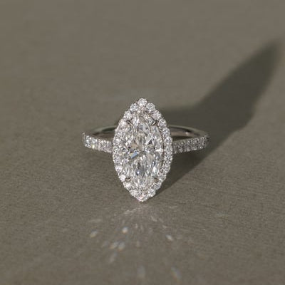 Marquise Halo & Pave Lab Grown Diamond Engagement Ring