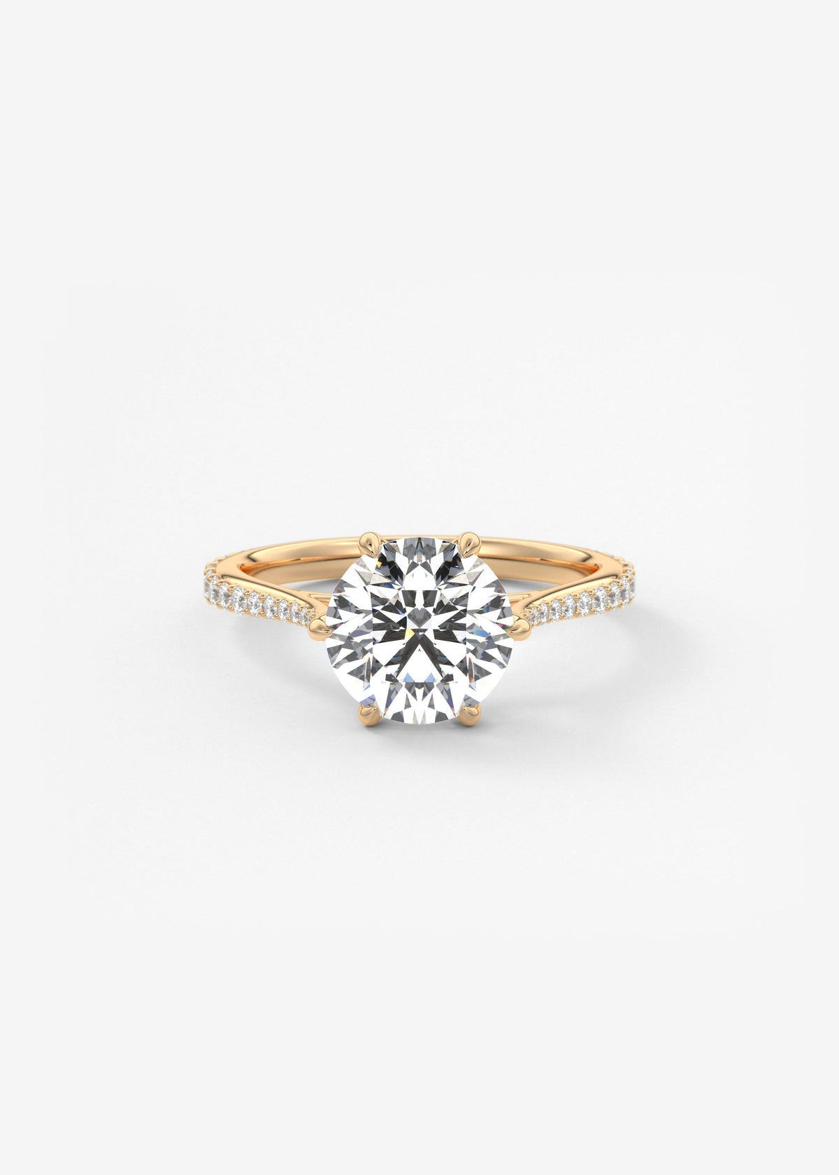 Round Pave Cathedral Lab Grown Diamond Engagement Ring