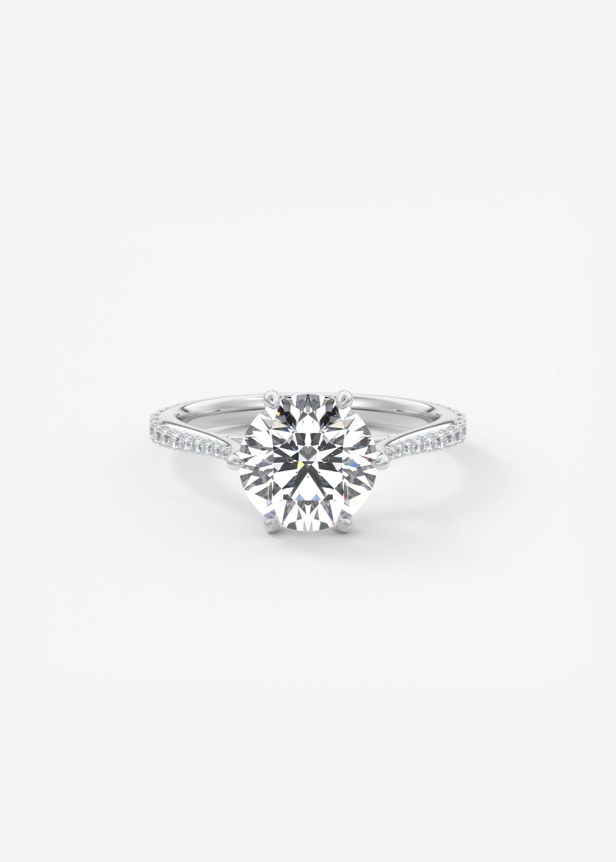 Round Pave Cathedral Lab Grown Diamond Engagement Ring