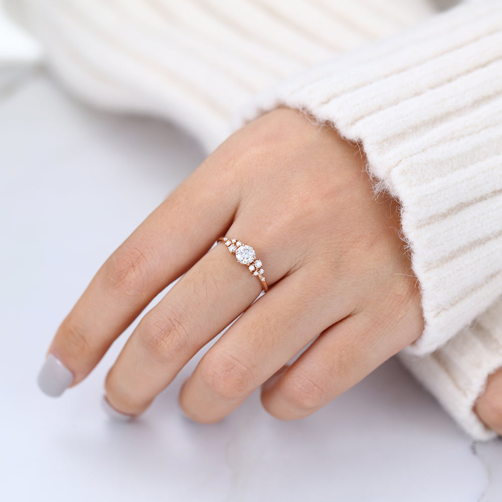 Round Cluster Lab-Grown Diamond Engagement Ring