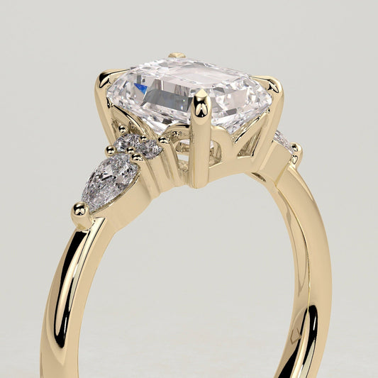Emerald Cluster Lab Grown Diamond Engagement Ring