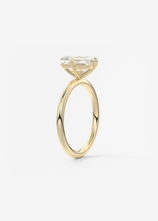 Emerald Solitaire Lab Grown Diamond Engagement Ring
