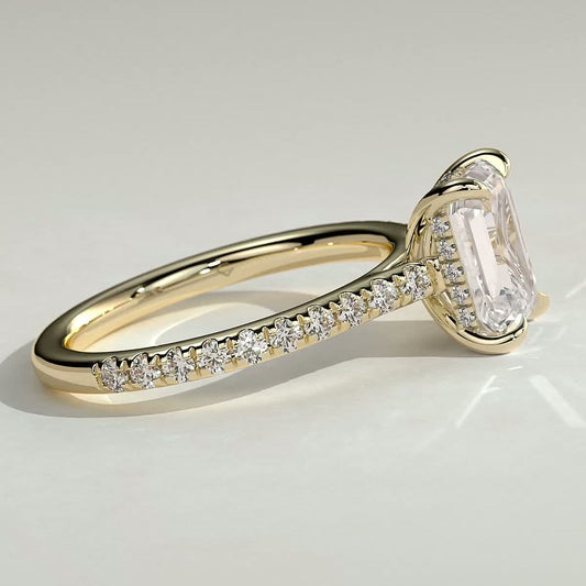 Emerald Pave Lab Grown Diamond Engagement Ring
