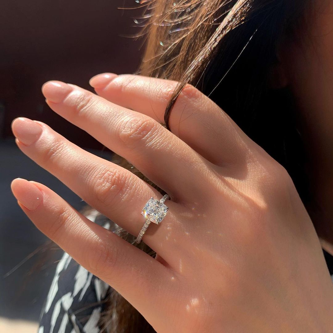 1.5 CT Cushion Hidden Halo & Pave Moissanite Engagement Ring 7 1.5 CT Cushion Hidden Halo & Pave Moissanite Engagement Ring 7