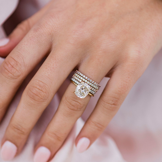 Elongated Cushion Solitaire Lab Grown Diamond Engagement Ring