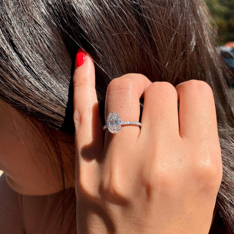 1.33 CT Oval Cut Pave Setting Moissanite Engagement Ring 7 1.33 CT Oval Cut Pave Setting Moissanite Engagement Ring 7