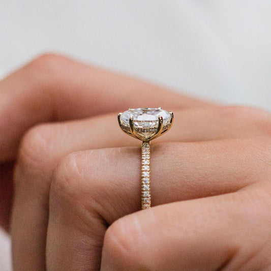 Oval Hidden Halo & Pave Lab Grown Diamond Engagement Ring