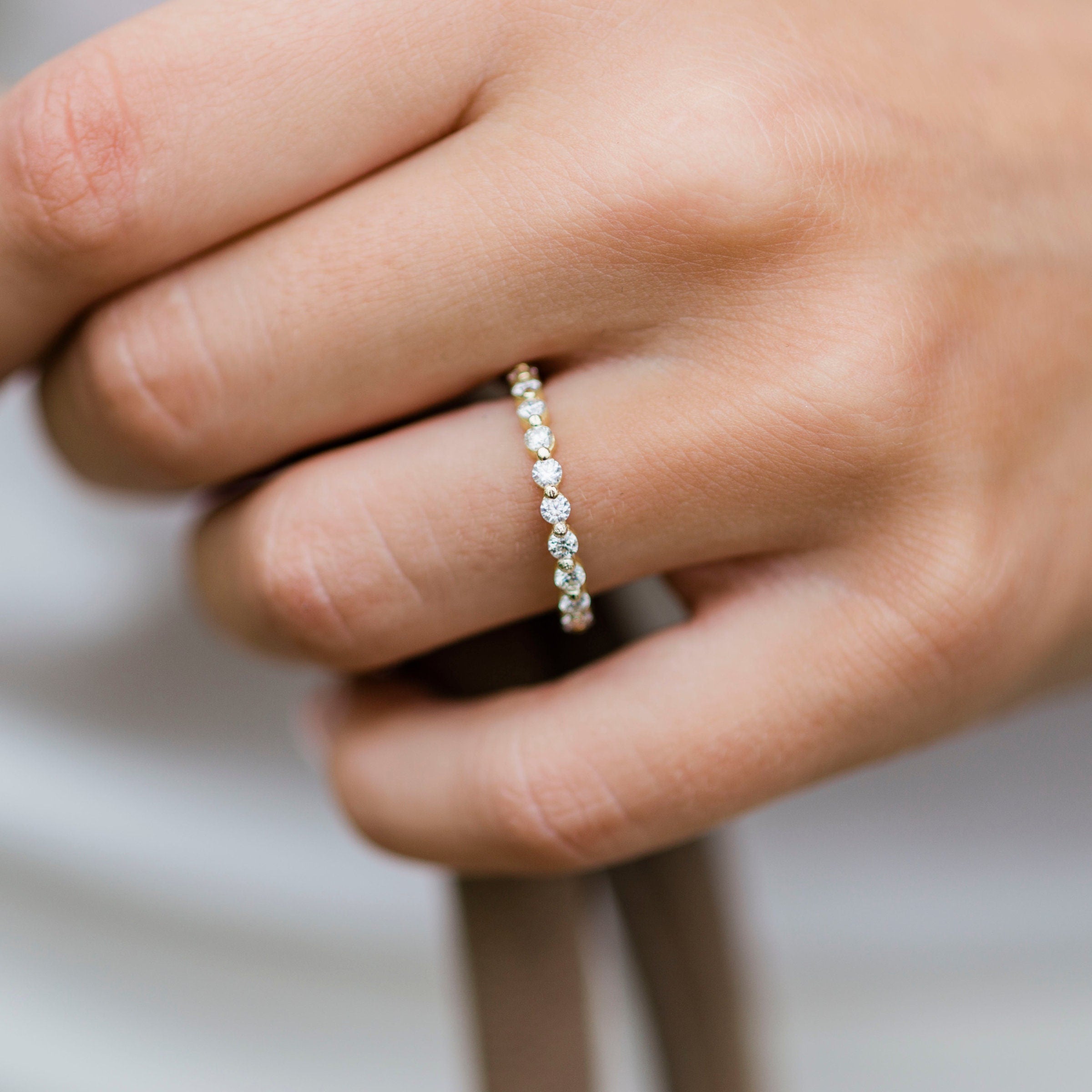 0.70 TCW Round Bubble Prong Moissanite Wedding Band 1 0.70 TCW Round Bubble Prong Moissanite Wedding Band 1