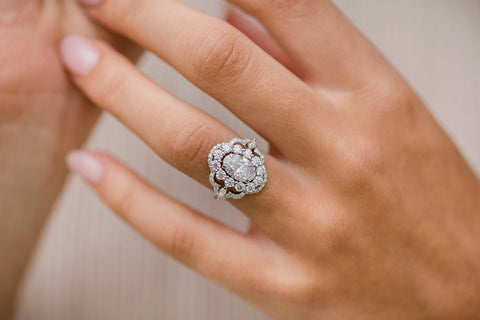 1.85 CT Oval Art Deco Halo Moissanite Engagement Ring 3 1.85 CT Oval Art Deco Halo Moissanite Engagement Ring 3