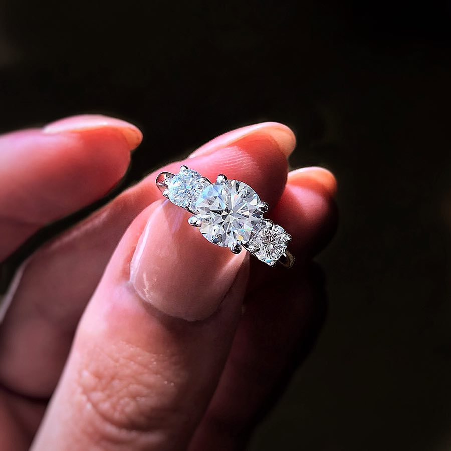1.20 CT Round Three Stone Moissanite Engagement Ring 5 1.20 CT Round Three Stone Moissanite Engagement Ring 5