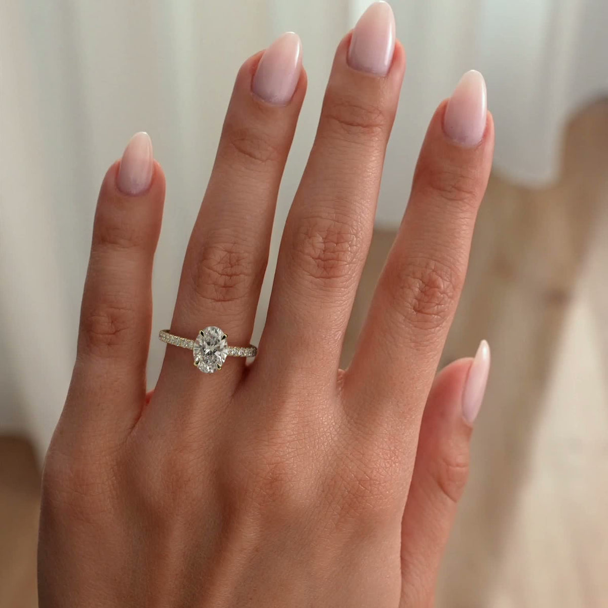 Oval Pave Lab Grown Diamond Engagement Ring