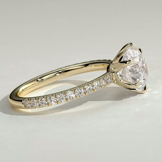 Round Pave Lab Grown Diamond Engagement Ring
