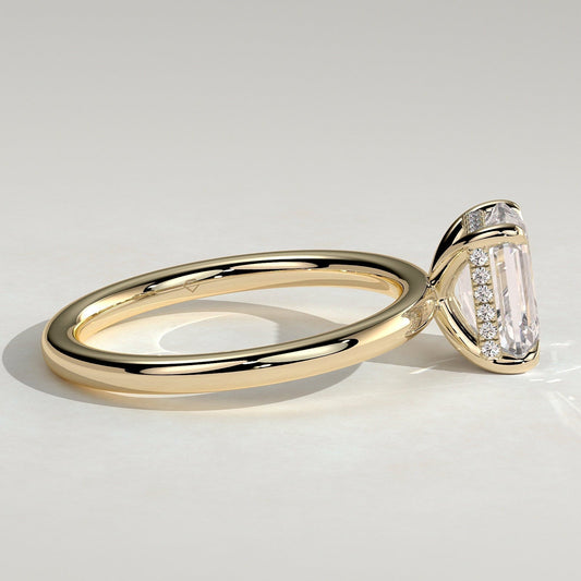 Emerald Hidden Halo Lab Grown Diamond Engagement Ring