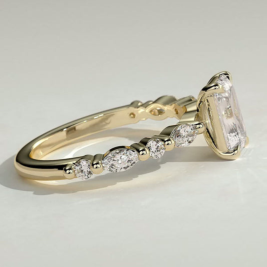 Emerald Pave Lab Grown Diamond Engagement Ring