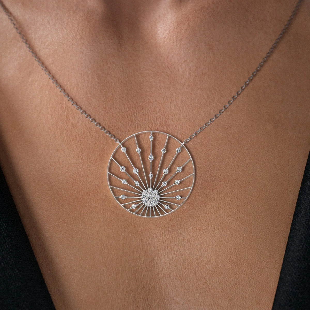 0.65 CT Round Shape Moissanite Sunrise Necklace