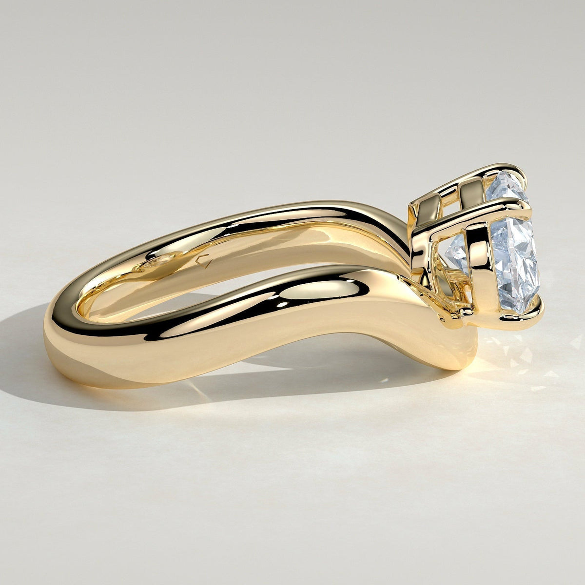 Oval Solitaire Wave Band Lab Grown Diamond Engagement Ring