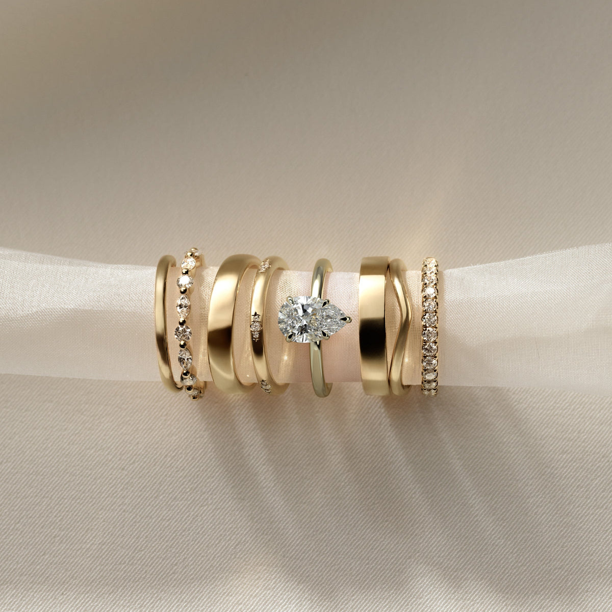 Pear Hidden Halo Lab Grown Diamond Engagement Ring