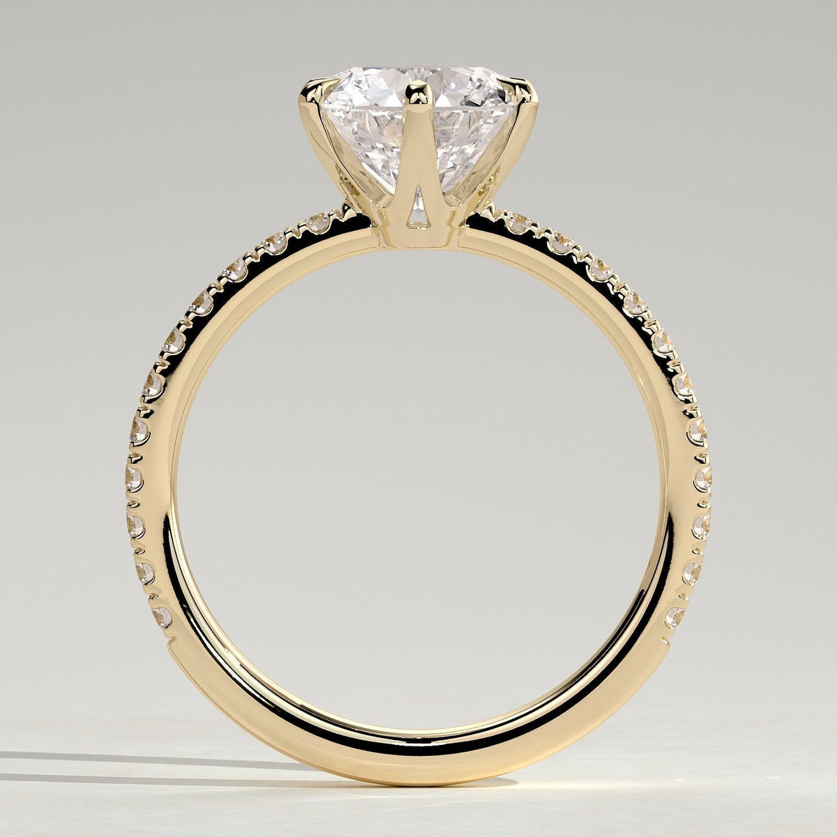 Round Pave Lab Grown Diamond Engagement Ring