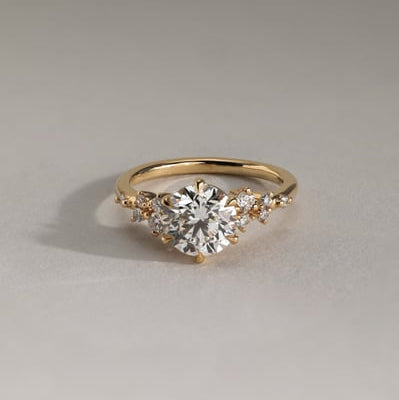 Round Cluster Lab Grown Diamond Engagement Ring