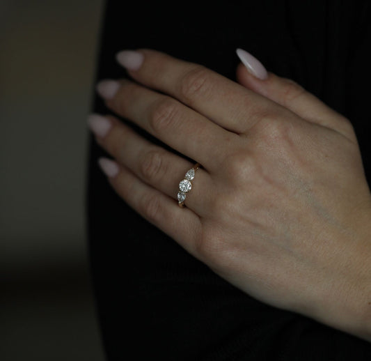 0.50 CT Round Three Stones Lab Grown Diamond Engagement Ring