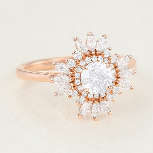 Round Cluster Lab-Grown Diamond Engagement Ring