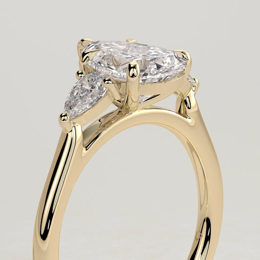 Pear Three Stone Lab Grown Diamond Engagement Ring