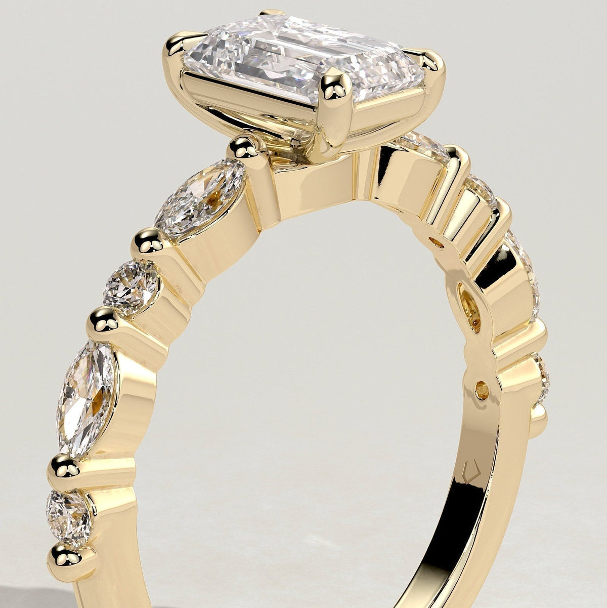 Emerald Pave Lab Grown Diamond Engagement Ring