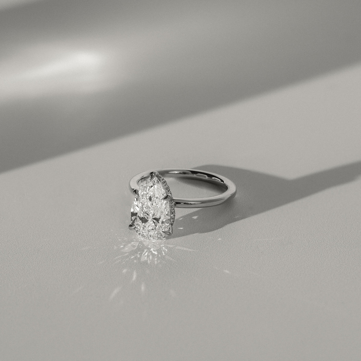 Pear Hidden Halo Lab Grown Diamond Engagement Ring