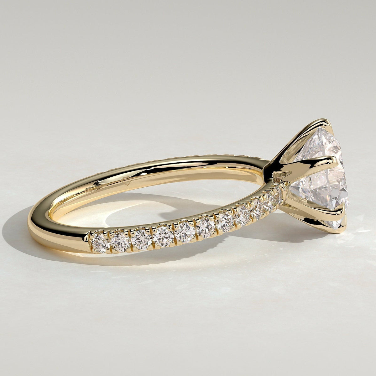 Round Pave Lab Grown Diamond Engagement Ring