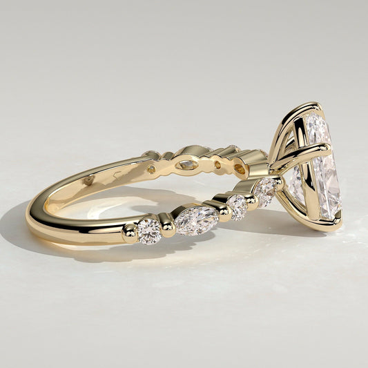 Pear Dainty Pave Lab Grown Diamond Engagement Ring