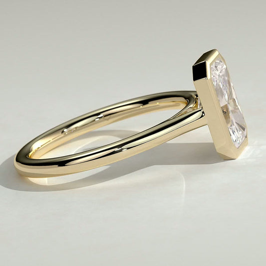 Radiant Bezel Solitaire Lab Grown Diamond Engagement Ring