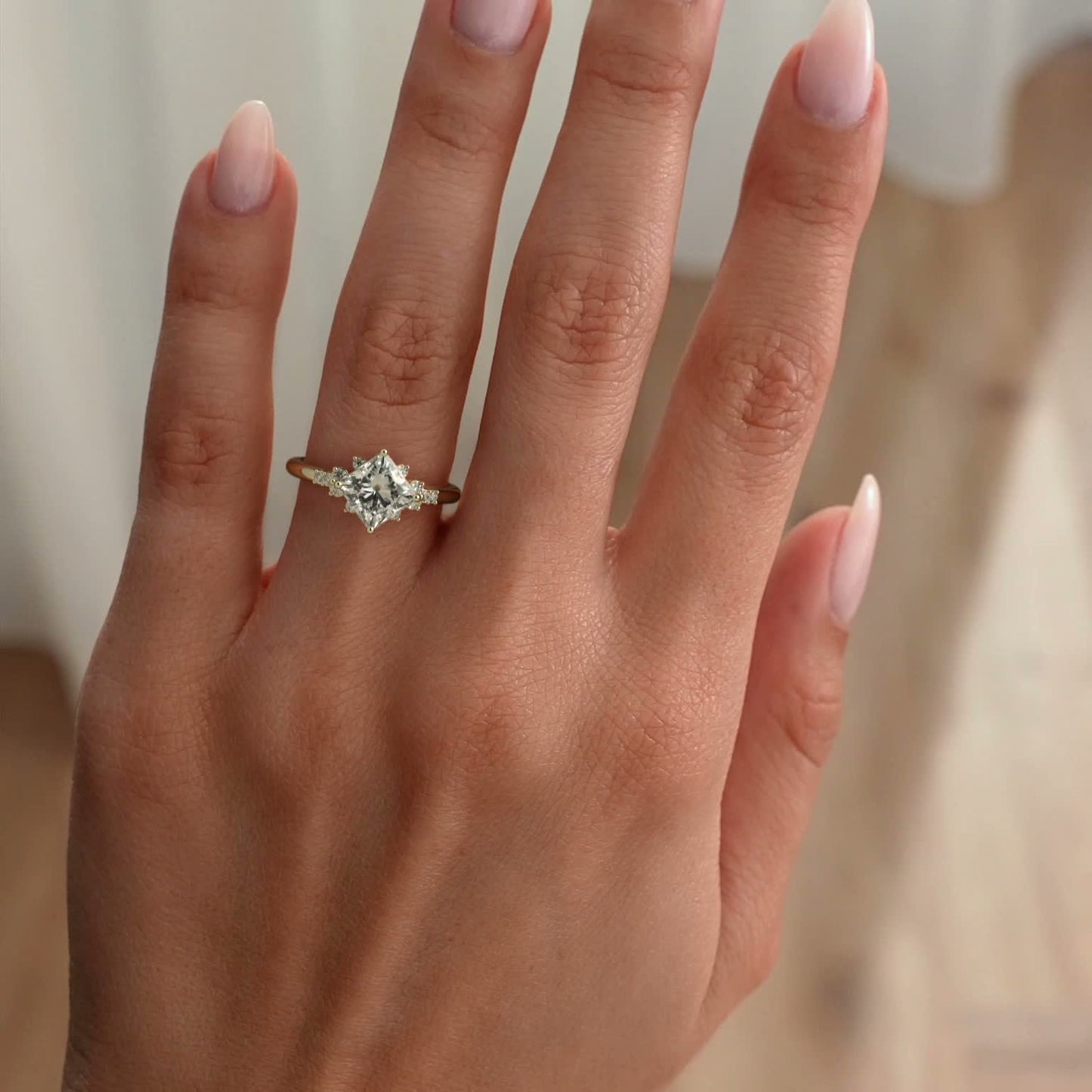 Princess Cluster Lab Grown Diamond Engagement Ring