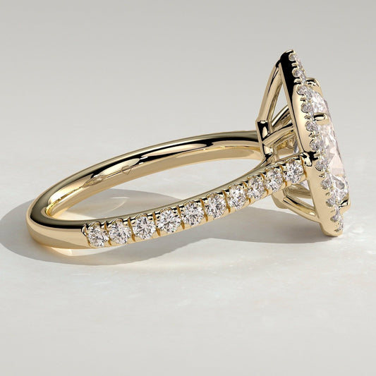 Pear Halo & Pave Lab Grown Diamond Engagement Ring