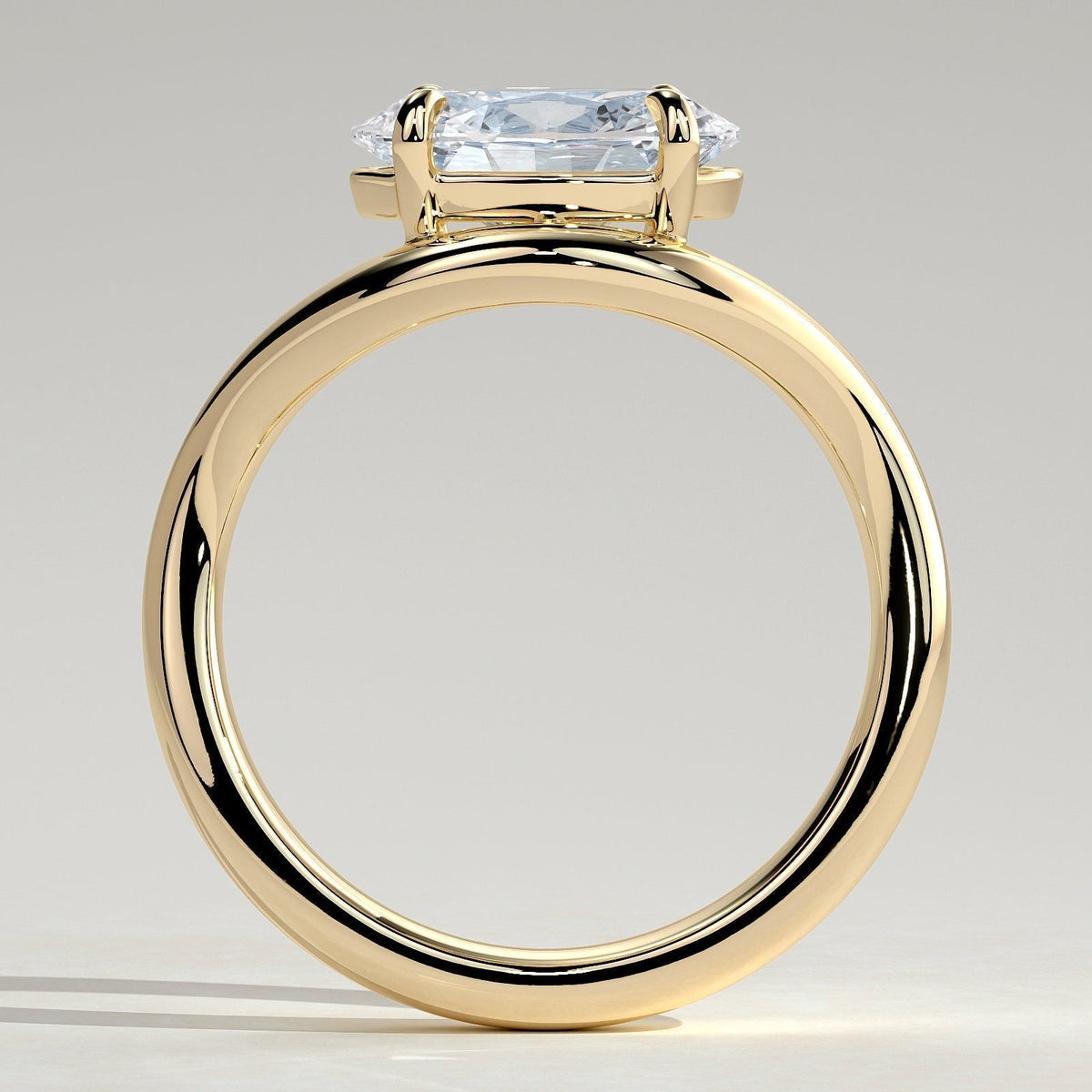 Oval Solitaire Wave Band Lab Grown Diamond Engagement Ring