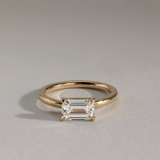 Emerald Solitaire Lab Grown Diamond Engagement Ring