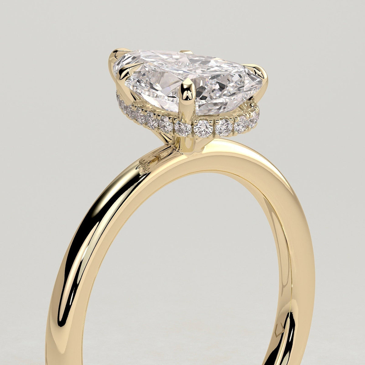 Pear Hidden Halo Lab Grown Diamond Engagement Ring