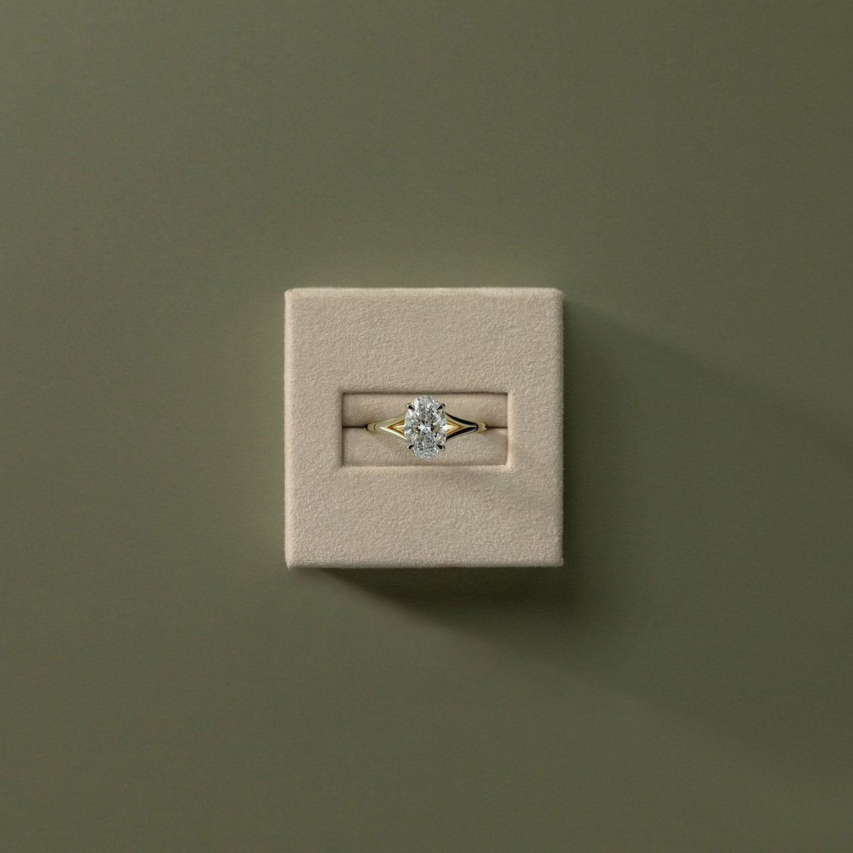 Oval Solitaire Split Shank Lab Grown Diamond Engagement Ring