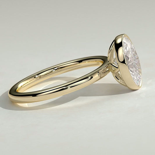Oval Bezel Solitaire Lab Grown Diamond Engagement Ring