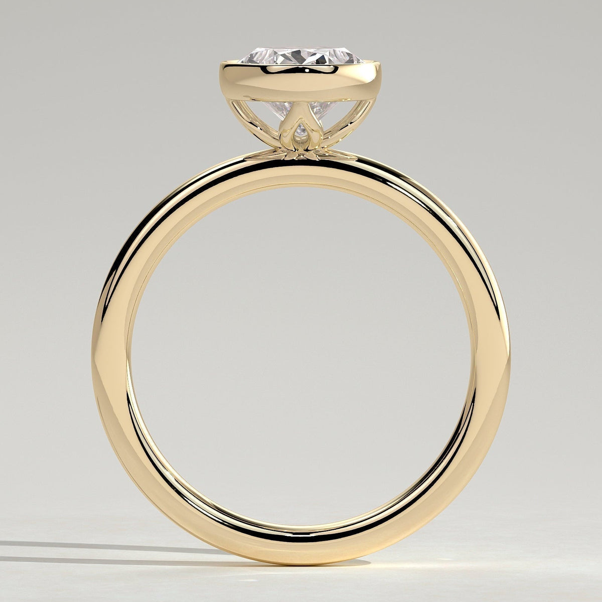 Oval Bezel Solitaire Lab Grown Diamond Engagement Ring
