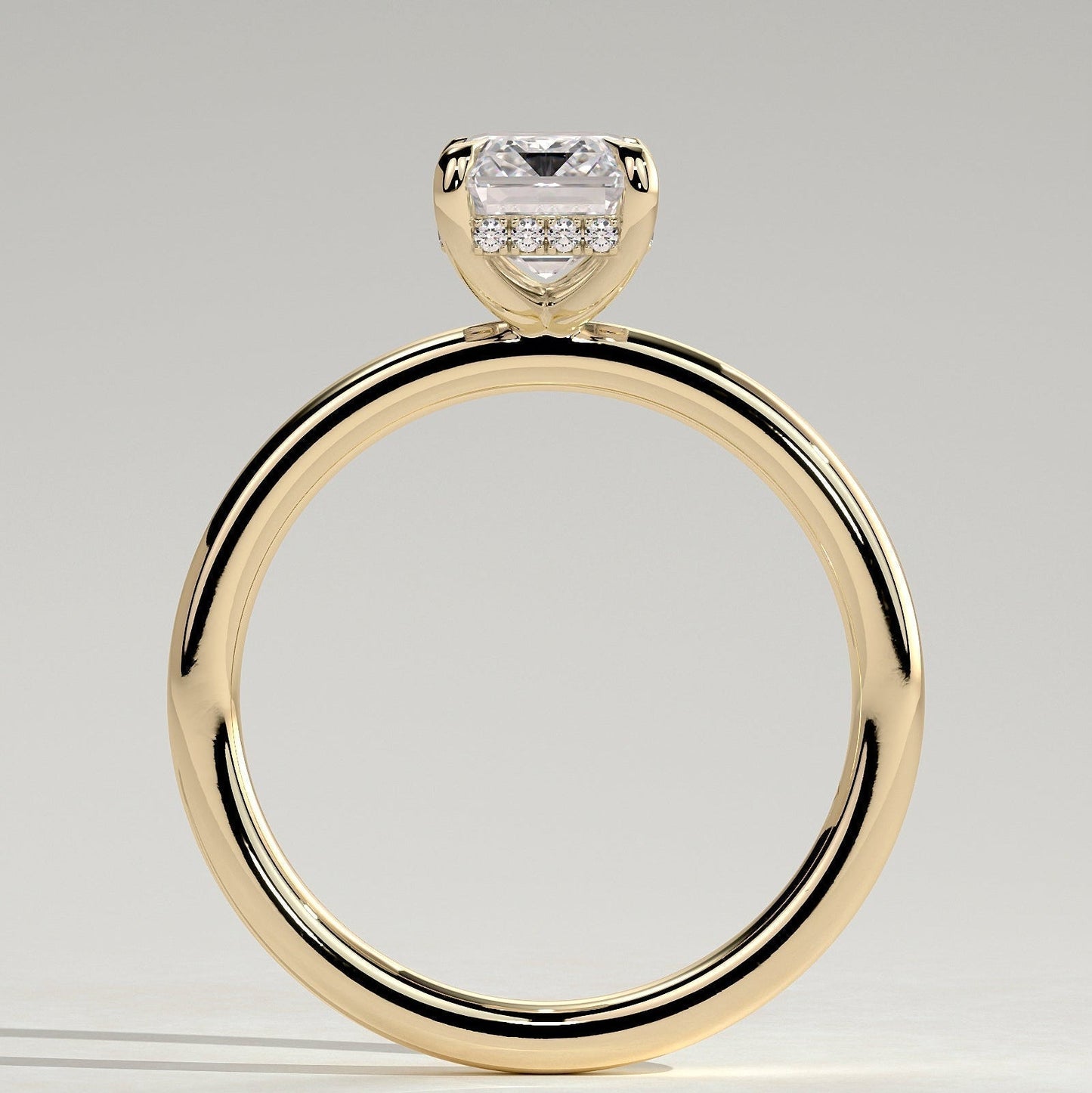 Emerald Hidden Halo Lab Grown Diamond Engagement Ring