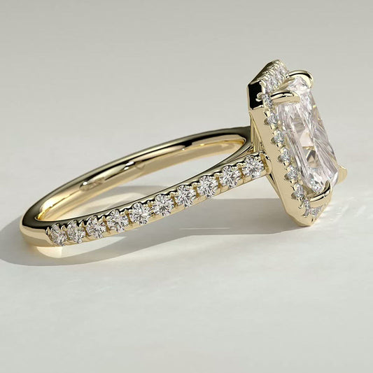 Radiant Halo & Pave Lab Grown Diamond Engagement Ring