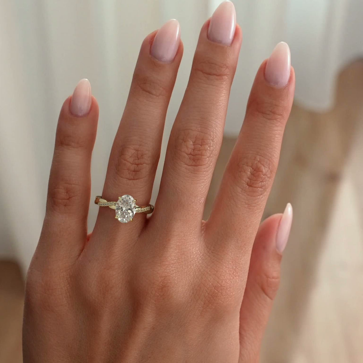 Oval Twisted Pave Lab Grown Diamond Engagement Ring