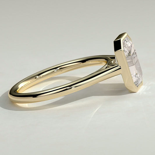 Emerald Bezel Solitaire Lab Grown Diamond Engagement Ring